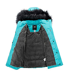 ZSHOW Girls' Winter Padded Puffer Jacket Windproof Fur Hooded Warm Coat(Light Blue,14/16)