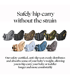 TushBaby - Safety-Certified Hip Seat Baby Carrier - Mom’s Choice Award Winner, Seen on Shark Tank, Ergonomic Carrier & Extenders for Newborns & Toddlers (Carrier, Grey)