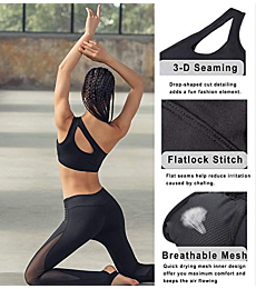 RUNNING GIRL One Shoulder Sports Bra Workout Yoga Top Post-Surgery Bra Sexy Cute Medium Support (2030 Black, XX-Large)