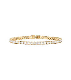 PAVOI 14K Gold Plated Cubic Zirconia Classic Tennis Bracelet | Yellow Gold Bracelets for Women | 6.5 Inches