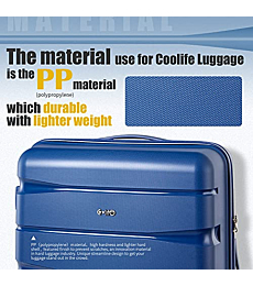 COOLIFE luggage Expandable(only 28”) suitcase 3 piece set PP material with TSA Lock Spinner carry on Hard- side 20in24in28in