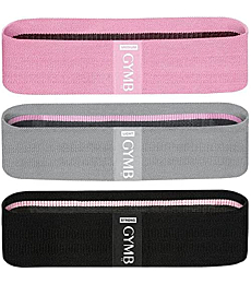 GYMB Resistance Band Set - Non Slip Cloth Exercise Bands to Workout Glutes, Thighs & Legs - Includes Booty Band Training Videos for Gym & Home Fitness, Yoga, Pilates for Men/Women - 3 Levels