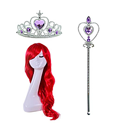 Joy Join Little Girls Princess Mermaid Costume for Girls Dress Up Party with Wig,Crown, Mace 4-5 Years