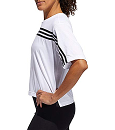 adidas Women's Must Haves Ringer 3-Stipes T-Shirt (White/Black, Small)