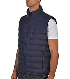 Lesmart Men's Down Vest Jacket Lightweight Packable Winter Outdoor Puffer Vest Coat With Pockets 4XL Navy Blue