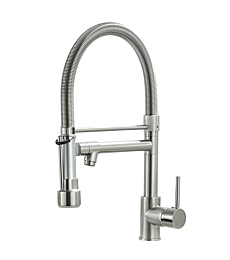 Fapully Pull Down Kitchen Faucet with Lock Sprayer,Single Handle Spring Stainless Steel Kitchen Sink Faucet Brushed Nickel