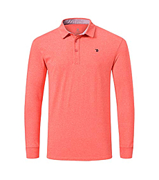 MoFiz Men's Polo Shirts Long Sleeve Golf Shrit Performance Shirts Red Size L