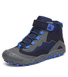 Mishansha Kids Outdoor Ankle Hiking Boots Non Slip Trekking Walking Shoes with Hook and Loop, A-Blue 2.5 Little Kid