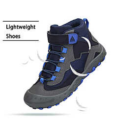 Mishansha Kids Outdoor Ankle Hiking Boots Non Slip Trekking Walking Shoes with Hook and Loop, A-Blue 2.5 Little Kid
