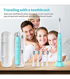 SARMOCARE Sonic Electric Toothbrush, Travel Rechargeable Toothbrushes for Adults Kids with 5 Modes and 3 Intensity Levels, Waterproof, Wireless Charging, Smart Timer & Travel Case Included