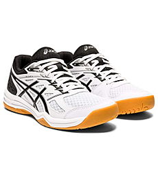 ASICS Women's Upcourt 4 Volleyball Shoes, 9.5, White/Black