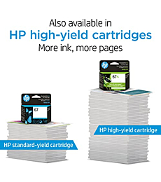 Original HP 67XL Black High-yield Ink Cartridge | Works with HP DeskJet 1255, 2700, 4100 Series, HP ENVY 6000, 6400 Series | Eligible for Instant Ink | 3YM57AN