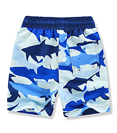 Kute 'n' Koo Boys Swim Trunks, UPF 50+ Quick Dry Boys Swim Shorts, Toddlers Swim Trunks Size from 2T to 18/20 (Large (12), Sharks)
