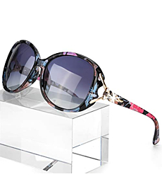 FIMILU Classic Oversized Sunglasses for Women Polarized UV400 Protection Lenses Ladies Fashion Retro HD Sun Glasses (A0 Floral Frame Oversized Polarized Sunglasses)