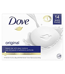 Dove Beauty Bar Gentle Skin Cleanser Moisturizing for Gentle Soft Skin Care Original Made With 1/4 Moisturizing Cream 3.75 oz, 14 Bars