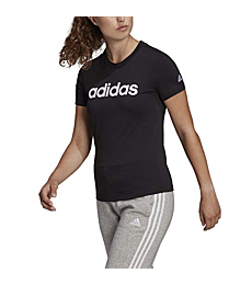 adidas womens Linear T-Shirt Black/White Large
