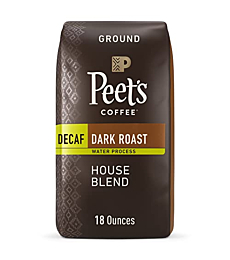 Peet's Coffee, Dark Roast Decaffeinated Ground Coffee - Decaf House Blend 18 Ounce Bag, Packaging May Vary