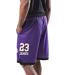 Ultra Game NBA Los Angeles Lakers - Lebron James Mens Active Mesh Basketball Short, Team Color, Medium