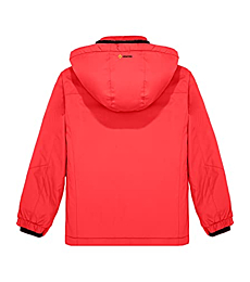 GEMYSE Girl's Waterproof Ski Snow Jacket Fleece Windproof Winter Jacket with Hood (Orange Red,10/12)