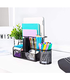 Orgowise Mesh Desk Organizers and Accessories Set. Black Desktop Organizer with Pen Holder and Paper File Organizer for Real Desk Organization. Cute Office Supplies Storage for Kids and Adults
