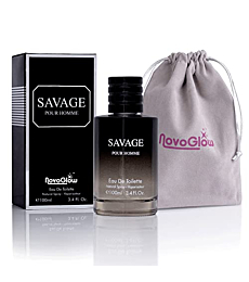 Savage for Men - 3.4 Oz Men's Eau De Toilette Spray - Refreshing & Warm Masculine Scent for Daily Use Men's Casual Cologne Includes NovoGlow Carrying Pouch Smell Fresh All Day A Gift for Any Occasion