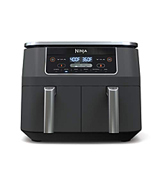 Ninja DZ201 Foodi 8 Quart 6-in-1 DualZone 2-Basket Air Fryer with 2 Independent Frying Baskets, Match Cook & Smart Finish to Roast, Broil, Dehydrate & More for Quick, Easy Meals, Grey