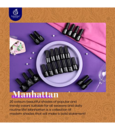 Beetles 20 Pcs Gel Nail Polish Kit - Manhattan Collection Soak Off Nail Gel Polish Set Nude Glitter Burgundy Red Purple Champagne Gold Starter Kit with Glossy & Matte Top Base Coat Mother's Day Gifts for Women