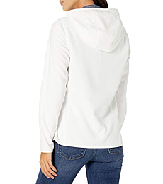 Amazon Essentials Women's Long-Sleeve Hooded Full-Zip Polar Fleece Jacket, Ivory, Medium