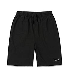 DEESPACE Kids Cotton Shorts Casual Play Shorts Athletic Shorts with Side Pockets for Boys or Girls 2 Pack (3-12Years)(Black+Mel Gray, m)
