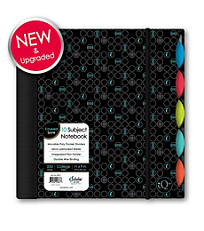 "iScholar iQ Poly Fashion Cover 10 Subject Notebook, College Ruled, 11"" x 8.5"", 250 Sheets, Designs Will Vary (58912)", fashion print dark