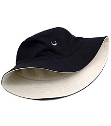 Bucket Hat Unisex 100% Cotton Smile Face Embroidery Reversible Hat Travel Bucket Beach Sun Hat Outdoor Cap