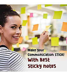 (12 Pads) Sticky Notes 3x3 in 100 Sheets/Pad, Self-Sticky Note Pads, 6 Bright Colors Super Sticky Pads - Easy to Post for School, Office Supplies, Desk Accessories