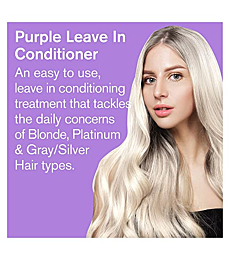 Purple Leave in Conditioner for dry & damaged Blonde, Platinum & Gray/Silver Hair. Light toning, Hydrating & Detangling. Peta-approved, Vegan & Cruelty-Free. Sulfate & Paraben Free.