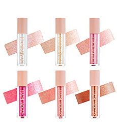 YOUNG VISION 6 Colors Shimmer&Glitter Lip Gloss Set, Gift Choice for Women/Girls