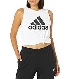 adidas Women's Essentials Big Logo Tank Top, White/Black, Large