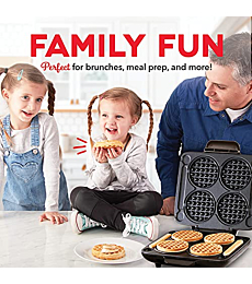 DASH Multi Mini Waffle Maker: Four Mini Waffles, Perfect for Families and Individuals, 4 Inch Dual Non-stick Surfaces with Quick Release & Easy Clean - Graphite