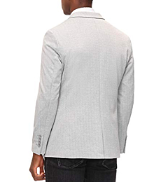 Men's 2 Button Herringbone Blazer Jacket Lightweight Casual Stretch Knit Sport Coat Light Grey L
