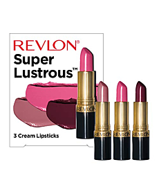 Lipstick Set by Revlon, Super Lustrous 3 Piece Gift Set, High Impact, Moisturizing, Cream Finish in Pink, Plum & Berry, Pack of 3