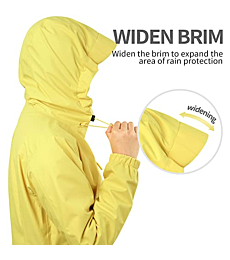 alblanc Rain Jackets for Women Waterproof,Full Zip Widen Brim Lightweight Hooded Stylish Rain Coats for women,Lemon 2XL