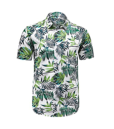 Men's Short Sleeve Shirt Floral Beach Party Shirts Cotton Casual Button Down Hawaiian Shirt