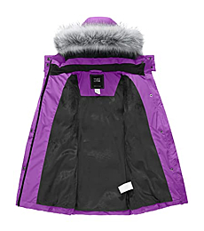 ZSHOW Girls' Warm Winter Coat Soft Fleece Lined Padded Fur Hooded Puffer Jacket (Purple.14/16)