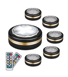 LEASTYLE Under Counter Lights for Kitchen，Wireless LED Puck Lights with Remote Control 6 Pack, Under Cabinet Lighting Battery Operated,Steps Lights Indoor, Stick-up Lights Wireless