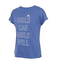adidas Girls' Short Sleeve Side Slit Tee T-Shirt (Medium, Crew Blue)