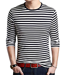 SHUIANGRAN Men's Striped T-Shirt Short Sleeve Crewneck French Stripe Tee Shirt Casual Cotton Spandex Tee Wide Stripe Top Fashion Slim Fit Shirt TW003 Green US L