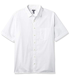 Van Heusen Men's Big & Tall Big Never Tuck Short Sleeve Button Down Shirt, Bright White, Large Tall