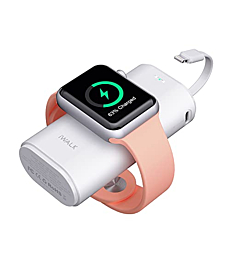 iWALK Portable Apple Watch Charger, 9000mAh Power Bank with Built in Cable, Apple Watch and Phone Charger, Compatible with Apple Watch Series 6/Se/5/4/3/2, iPhone 13/12/12 Pro Max/ 11/6s,iPod,White