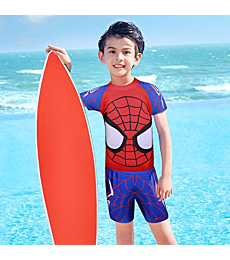 Toddler Boys Two Piece Swimsuit Kids Swim Set Short Sleeve Bathing Suit Trunks and Shirt