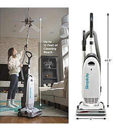 Allergy Upright Vacuum for Carpet and Hardwood by Simplicity, Multi Surface Vacuum Cleaner with Certified HEPA Filter and Bag, S20EZM