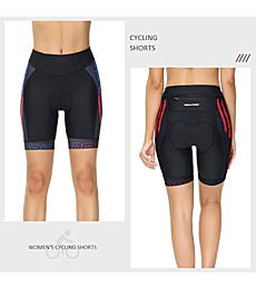 DEALYORK Padded Bike Shorts Women Cycling Shorts with Pocket, Mountain Biking Bicycle Riding Pant High Waist Ergonomic