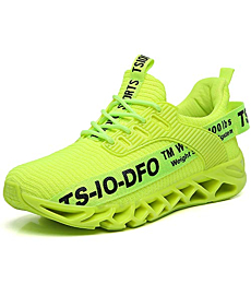TSIODFO Running Shoes for Men Sneakers Size 9.5 Fluorescent Green Athletic Gym Shoes Walking Trainers Man Slip on mesh Tennis Workout Fashion Jogging Sneakers